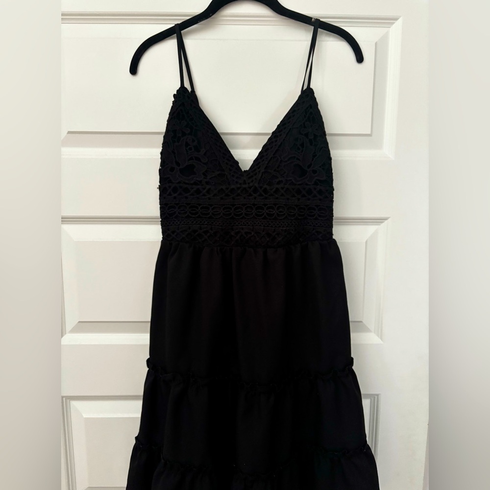 Elegant Black crochet top dress